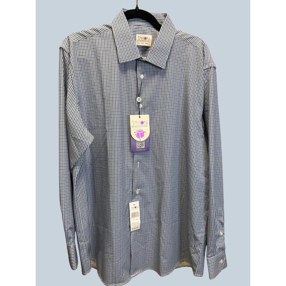 Tayion by Montee Holland Men's XL Blue and White Check Dress Shirt